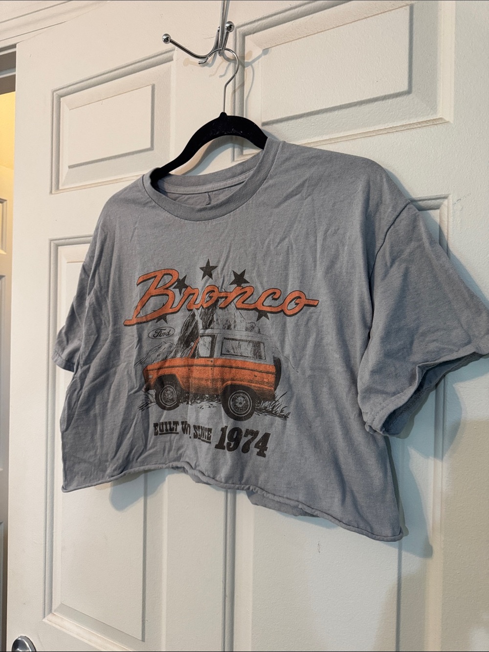 Ford Gray Crop Top with Orange Bronco Graphic